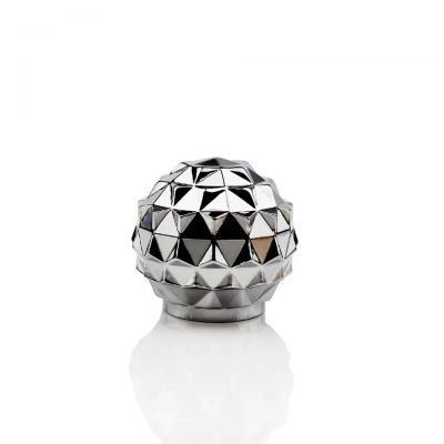 Premium quality decorative unique style custom logo brand name shiny silver round zamak cap for perfume bottle package