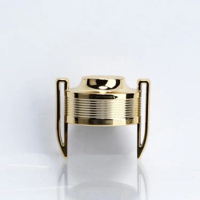 2023 the Latest style unique shape metal aluminium and surlyn perfume cap Wholesale Golden metallic luster perfume bottle lid