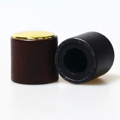 Wholesale High quality perfume Round Wooden caps Luxury Best Sale Perfume Cap ABS wood cap gold top