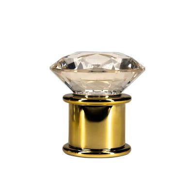 Custom design cosmetic luxury shiny gold transparent perfume cap perfume bottle cap lids closures luxury bottle caps