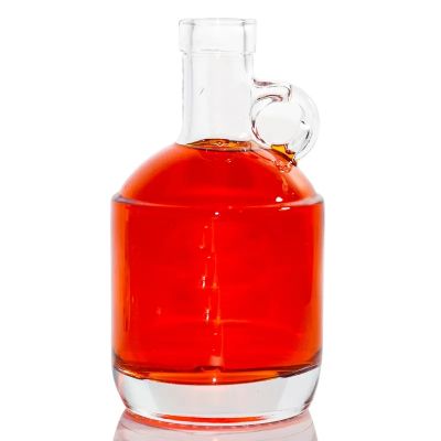Custom glass california bottle alcoholic borosilicate bottle with hooked handle syrup drinking bottle