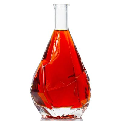 Luxury Transparent Glass Shaped Liquor Glass Bottle Glass Wine Bottle For Vodka Liquor White Spirit With Cork