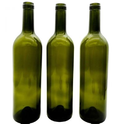 800g Heavy Weight Round Shape Dark Green Bordeaux Wine Glass Bottle Wholesale 750ml Glass Wine Bottles