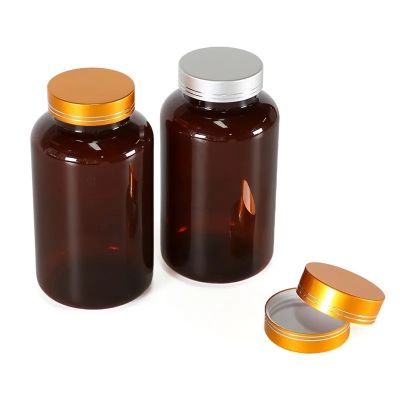 500ml clear Pharmaceutical Pill Jar Round Capsule plastic PET medicine Bottle for Healthy Supplement with Metal Screw Cap