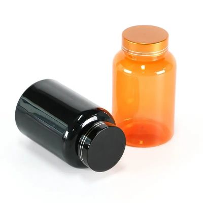 plastic vitamin capsule bottle healthcare packaging bottle 250ml transparent bottle with electroplated cap