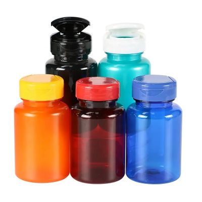 120ml open mouth plastic healthcare products vitamin capsules container pill bottle with flip top lid