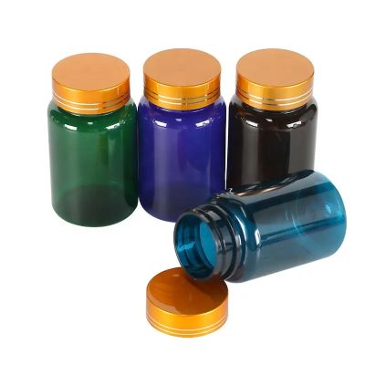 factory wholesale pet capsule bottles empty pill tablets bottle with metallic cap healthcare vitamin containers