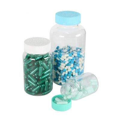 Customized Pharmaceutical Use Plastic Bottle Transparent Clear Capsule Bottle With Child Proof Resistant Screw Cap