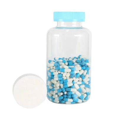 OEM Custom 750ml Pet Transparent Round Plastic Bottle For Powder Tablet Capsule Pill With Child Proof Resistant Screw Cap