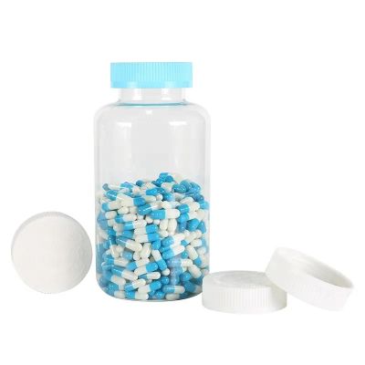 750ml Round Shape Pet Capsule Bottle Hot Selling Clear Pill Vitamins Container Healthcare Supplement With Blue Cap