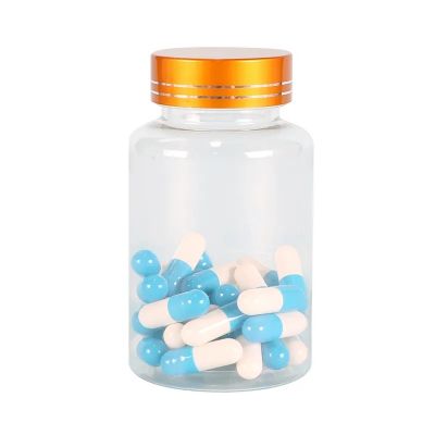 150ml OEM PET plastic supplement container safety plastic vitamin pill gummy bottle with metal cap