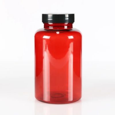 300cc Pet Plastic Packaging Vitamin Empty red Clear Color Pill Bottles Medical Amber Capsule Bottle For Pharmaceutical