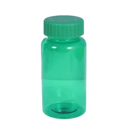 Wholesale Custom 100ml 150ml 200ml Green Pet Plastic Pill Capsule Vitamin Pharmaceutical Bottle With Screw Cap