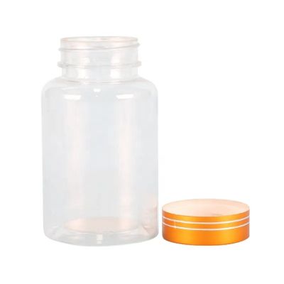 new arrival 150ml transparent pill bottle capsules tablets plastic bottle jar containers with golden metallic cap