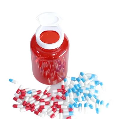150ml red reasonable price plastic gelatin capsule bottle vitamin calcium pills tablet container with flip top cap