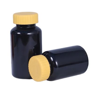 120ml 150ml Custom Pet Black Healthcare Products Plastic Bottle Calcium Tablet Powder Capsule Pill Bottle With CR ScrewCap