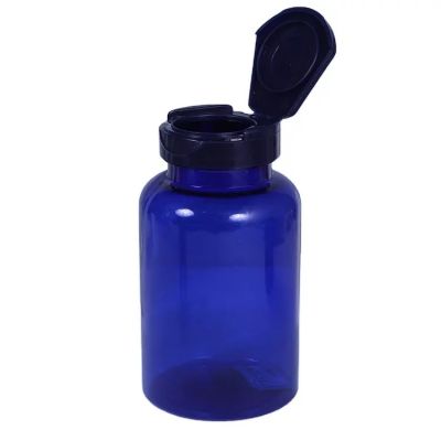 Wholesale Custom 150ml 200ml 250ml Blue Plastic Pet Bottle For Tablets Pills Capsule Candies Packaging With Flip Cap