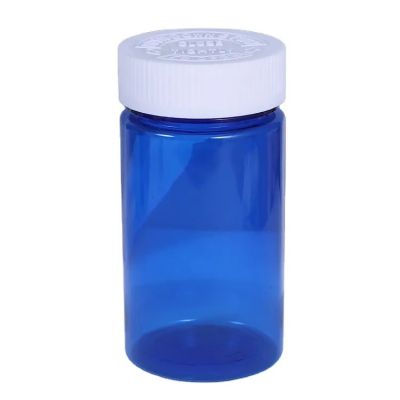 300ML Custom Blue Pet Vitamin Bottle Round Plastic For Pill Capsule Supplement Liquid Powder With CR Screw Cap
