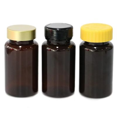 150 200ml pet tawny plastic bottle for fish oil soft capsule CRC cap for vitamin supplement container