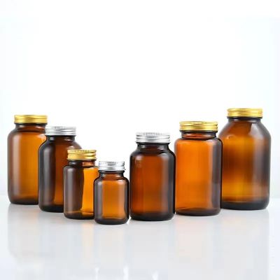 Wholesale 60ml 75ml 100ml 120ml 150ml 200ml 250ml 300ml 400ml 500ml Clear Amber Glass pill Bottle With screw cap