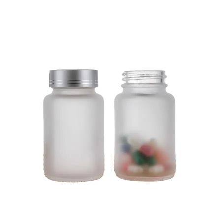 china wholesale matte round glass bottle white 120ml pill glass bottle