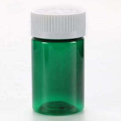 60cc pill bottle 60ml capsule bottle Green and white PET vitamin bottle with childproof cap, customizable color