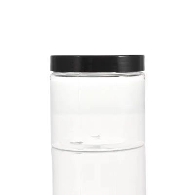 Black Cap Transparent Plastic PET Jar 250ml 150ml 500ml