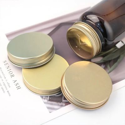 Shiny Gold Metal Cosmetic Packaging Aluminum Screw Cap Lids Closures For Plastic Glass Bottle For Capsules