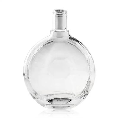 Custom moon shape flat 700ml rum glass bottle with metal cap