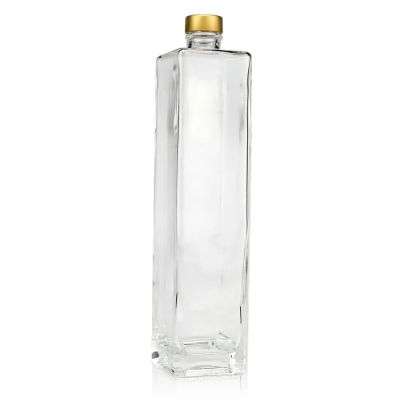 Tall 700ml clear square empty glass wine bottle Liquor Spirits Bottles For Vodka Whiskey alcohol drinking