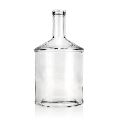 OEM Custom Logo 500ml 700ml 750ml Cylinder Shape Spirits Liquor Gin Vodka Whiskey Glass Bottle