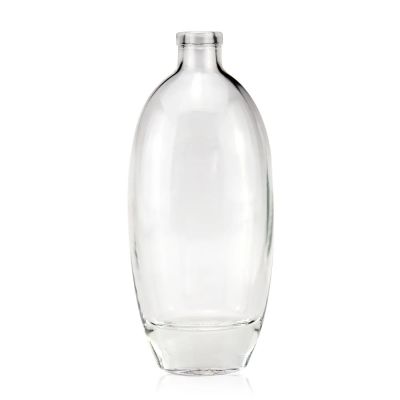 Wholesale glass bottles empty 500ml oblate clear wine liquor whisky nordic glass bottle with cork