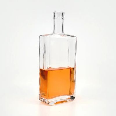 Square Super Flint Gin Whisky Rum Liquor Beverage Glass Spirits Bottle with Glass Alcohol Cap