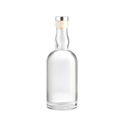 375ml 500ml 700ml Clear Round Empty Glass Wine Vodka Tequila Bottle With Cork Cap
