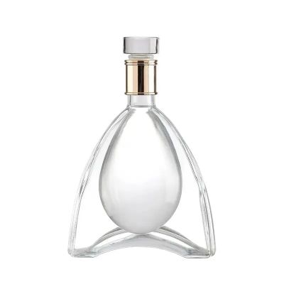 New Design Fashion Wholesale Flat Transparent 750ml Fruit Juice Beverage Alcohol Whiskey Rum Glass Bottle with Cap