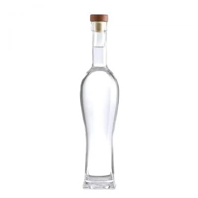 wholesale Clear Empty Round Glass 375ml 500ml 750ml aspect liquor bottles verre whisky rum Brandy bottle with cork