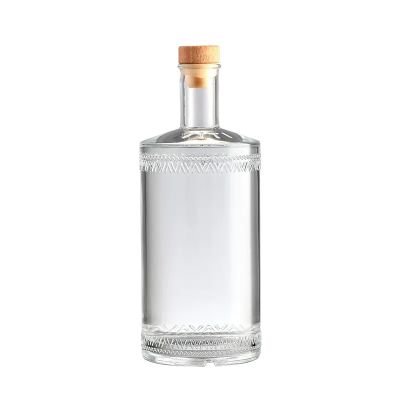 Cylindrical 500ml 750ml 700ml 1000ml Vodka Whisky Glass Bottle With Cork