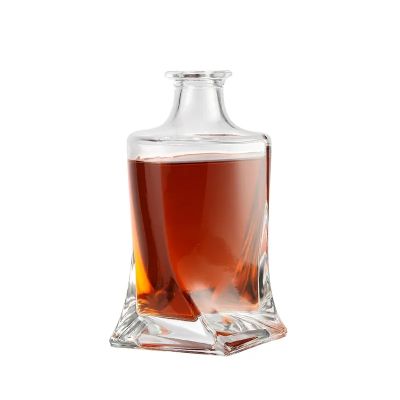 Custom Transparent Empty 375ml 500ml 750ml Glass Wine Vodka Tequila Bottle With Sealed Cork Lid