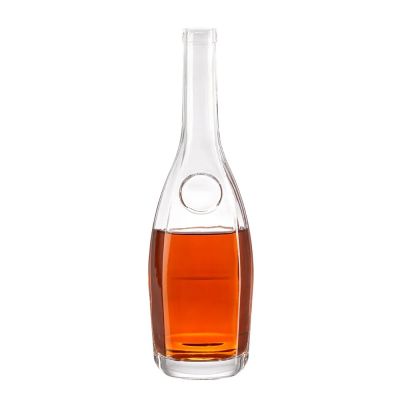Glass bottle supplier 500 ml 750 ml liquor bottle circular shape glass bottle with cork for liquor