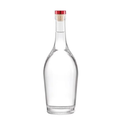 Wholesale 500ml 750ml flint empty glass bottle whiskey spirits with cork top cover