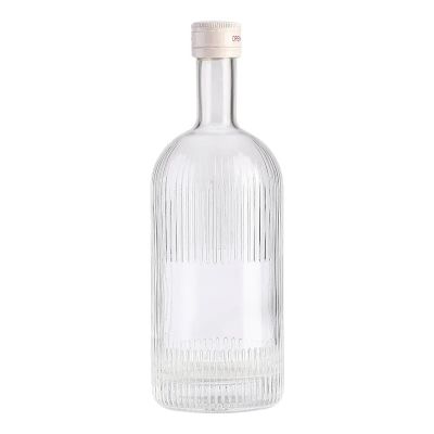 Hot Sale Factory Direct Price Wine and Rum Glass Bottles Round Empty Rum Bottle Clear Glass 700ml/750ml/1000ml Beverage Liquor