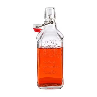Wholesale Square 500ml Glass Bottle with Airtight Swing Top Seal Storage for Home Brewing of Alcohol