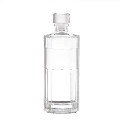 500ml 750ml 1000ml Transparent Round Empty Flint Glass Liquor Wine Whisky Vodka Tequila Bottle with Cork Lid
