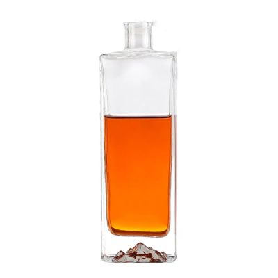 Hot selling square glass bottles 750ml 1000ml vodka whisky liquor spirit crystal transparent liquor glass bottle