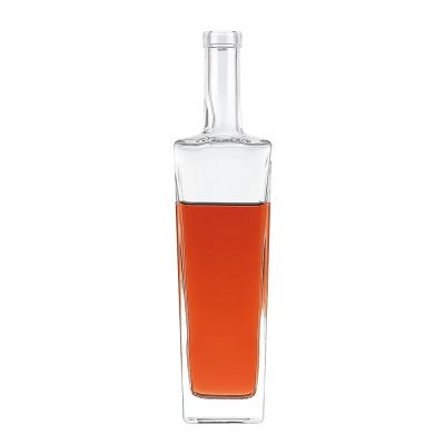 Square shaped vodka glass bottle Whiskey Gin Bourbon Vodka Brandy glass Bottle with airtight cap Quadra Bottles