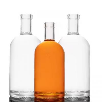 Free Sample Clear 200ml 375ml 500ml 750ml Empty Glass Whisky Bottle Liquor Glass Bottle with Sealed Cork Lid