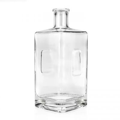 500ml Glass Liquor Bottle Clear Square Thick Bottle Cork Customizable Whiskey Vodka Rum Gin Wine Bottle