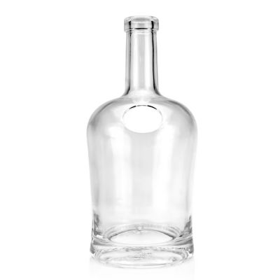 Custom Design Clear Empty Gin Whiskey Liquor Brandy Vodka Wine Ground Glass Bottle