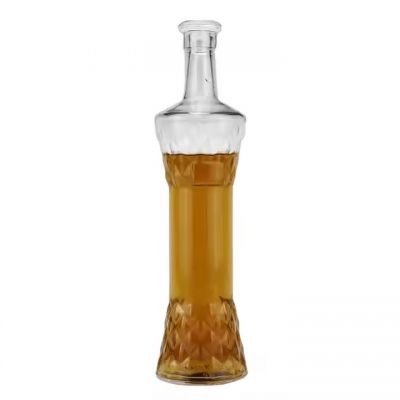 Empty Cylindrical Clear 750 Ml Liquor Glass Bottles Brandy Vodka Glass Bottle With Crok
