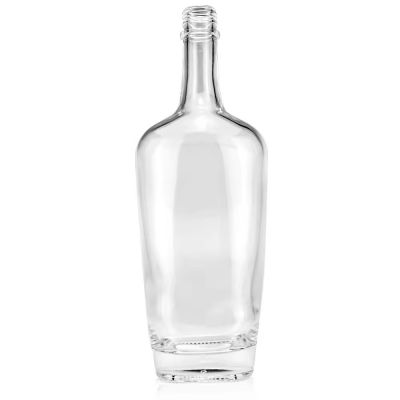 Customized Unique Square Clear 750ml 75cl Vodka Brandy Liquor Glass Spirit Gin Whisky Bottle With Aluminum Screw Cap